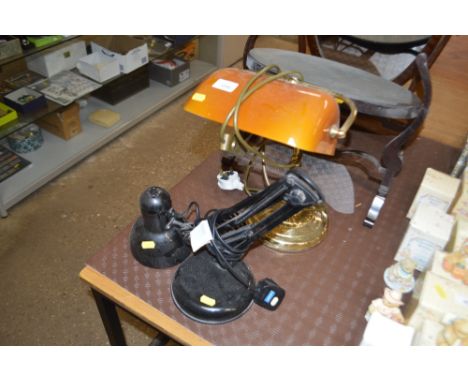 A desk lamp and an Anglepoise style lamp