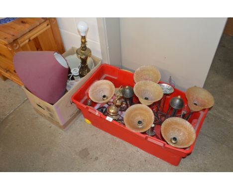 Two boxes of lamps and light fittings 