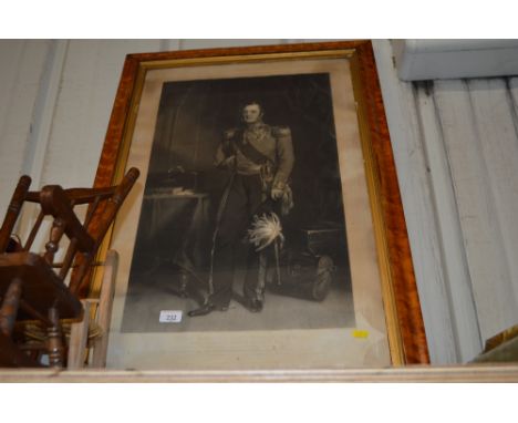 A 19th Century black and white engraving depicting Field Marshall Lord Raglan, contained in maple frame 