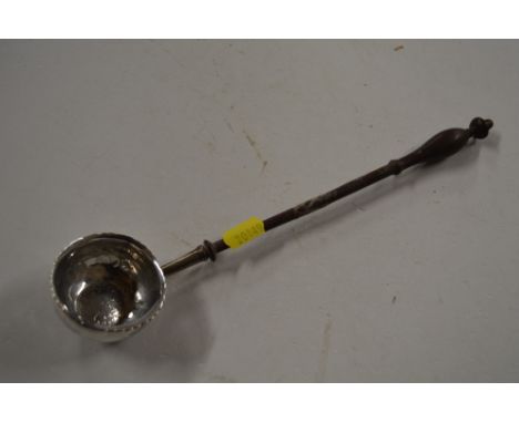 A silver toddy ladle with 1721 coin set to base  AF