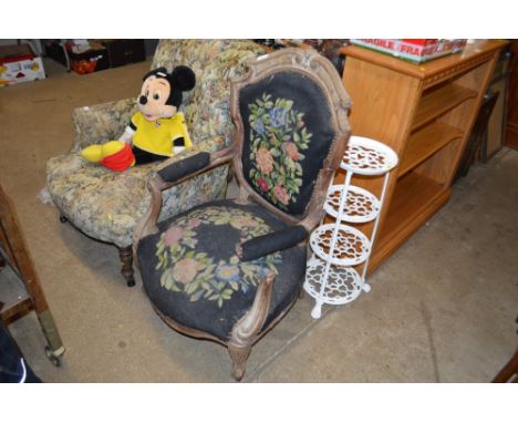 A 19th Century tapestry upholstered open elbow chair  AF