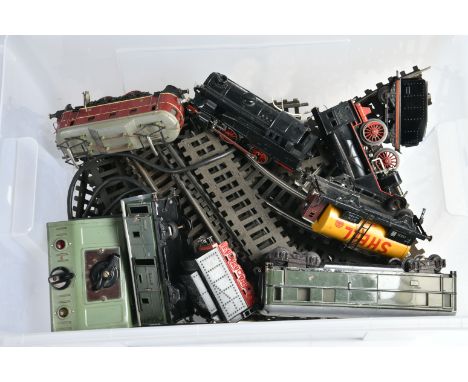 Fleischmann, 3 Loks u. 3 Wagen, Gleise, Trafo, W.-Germany, Spur 0, 1 Lok + 1 Tender defekt, Z 2/2-