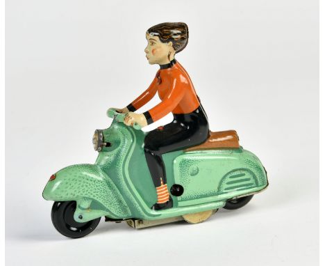 MS Brandenburg, Frau auf Roller, DDR, 17 cm, Blech, UW ok, min. LM, Z 2+