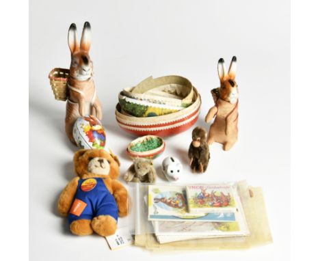 3 Steiff Tiere, Osterartikel, Glanzbilder, etc., Hasen 19 + 25cm, Fundgrube