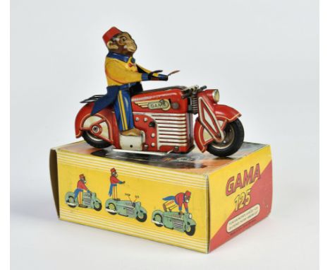 Gama, Affe auf Motorrad, US Z. Germany, 17 cm, Blech, UW ok, min. LM, Reprobox, Z 2
