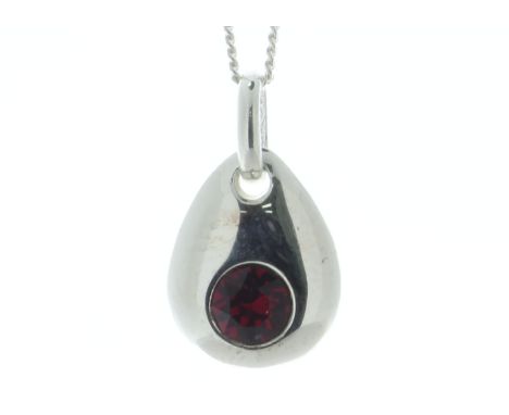 A 4mm Ruby crystal is set in this sterling silver pendant. This pendant comes with a free chain.Item Specifications:Metal: Si
