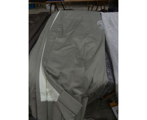 Two pairs of modern lined grey curtains. 