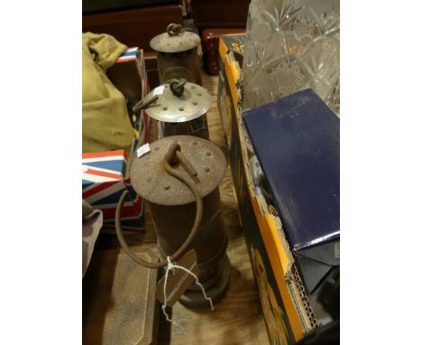Three various miners lampsTo include  protector lamp and lighting company examples. 
