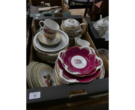 A collection of ceramics Including a part dinner service decorated in yellows with flowering design, together with three Coal