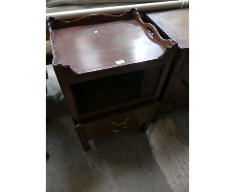 A Georgian mahogany commode night stand with a tambour front. 