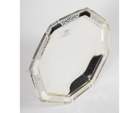 An Art Deco octagonal silver pedestal dish or tazza, Frank Cobb &amp; Co, Sheffield 1947, with shaped rim and pierced border,