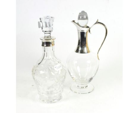 A silver mounted glass claret jug, J A Campbell, London 2008; and a silver mounted cut glass decanter, C J Vander, Birmingham