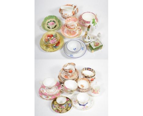 First edition Coalport figure 'The Snowman'; 18th century cup and saucer; Spode cup and saucer; and further decorative cerami