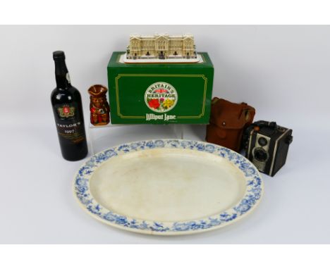 Lot to include a boxed Lilliput Lane model, Buckingham Palace In Winter, a bottle of Taylor's 1997 Late Bottled Vintage Port,