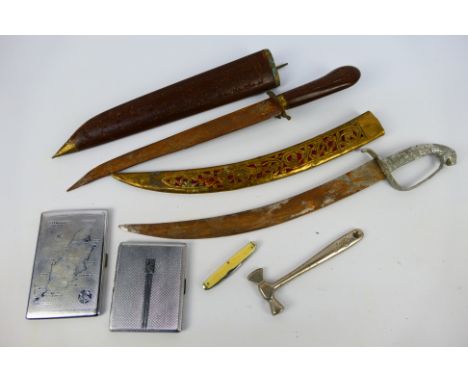 Vintage decorative blades, penknife, cigarette cases and other. [W]

Note: This lot is not for sale to people under the age o