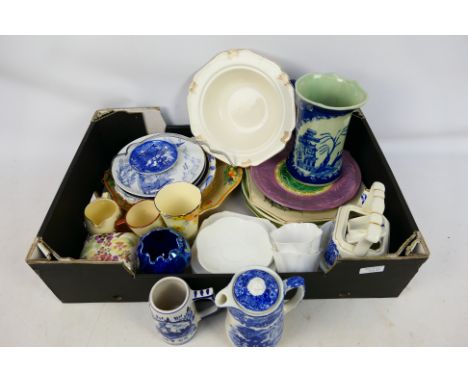 Mixed ceramics to include Shelley, Royal Doulton, Royal Copenhagen, various blue and white items and other. [W]

NOTE: IN HOU