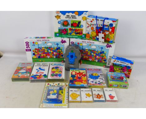 Mr Men - A collection of Mr Men items including puzzles, some still factory sealed, vintage cassette tapes and VHS tapes. The