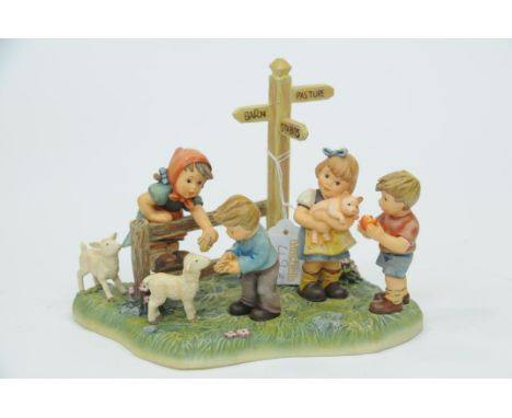 Large Hummel "Farmyard Feeding" figure group