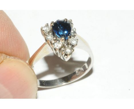 Sapphire and diamond ring, size K, weight 3.7 grams 