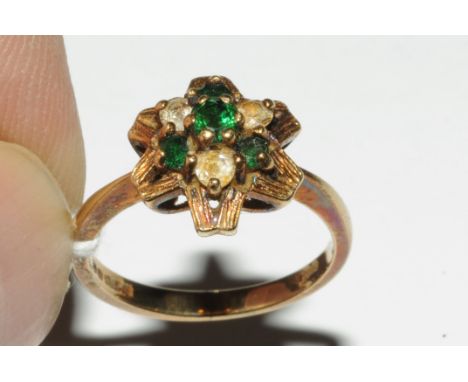 9 ct gold dress ring, size L, weight approx 2.7 grams 