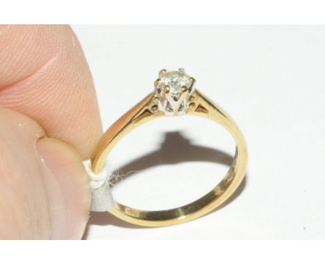 9 ct gold and diamond solitaire ring, size O, weight approx 2.1 grams 