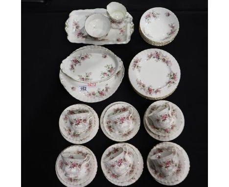 Royal Albert tea and dinner service in the Lavender Rose pattern, including a 21 piece tea set with six salad plates and othe