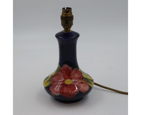 Moorcroft table lamp in the Clematis pattern, overall H: 25cm. UK P&amp;P Group 2 (£20+VAT for the first lot and £4+VAT for s