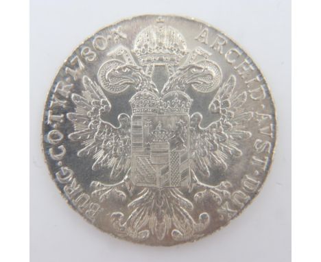 1780 silver restrike of a Maria Teresa Thaler. UK P&amp;P Group 1 (£16+VAT for the first lot and £2+VAT for subsequent lots) 