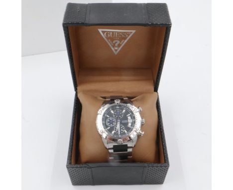 GUESS: Waterpro quartz 100m gents steel cased wristwatch, boxed with instruction booklet. UK P&amp;P Group 1 (£16+VAT for the