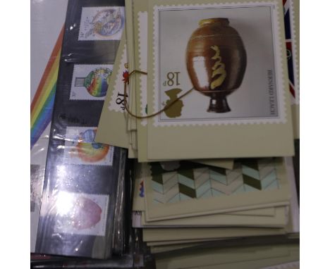 Collection of first day covers, dating from 1970's, with mint stamp postcards and a quantity of loose stamps. UK P&amp;P Grou