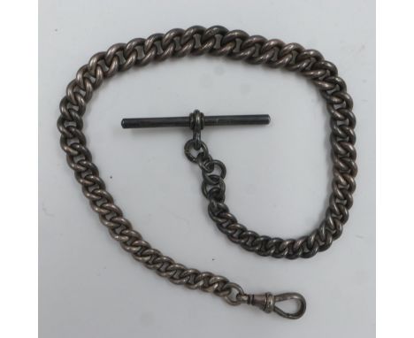 Hallmarked silver Albert watch chain with individually stamped graduated links, 40g. UK P&amp;P Group 1 (£16+VAT for the firs