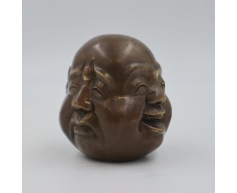 Bronze four faced Buddha with 4 character mark to base. UK P&amp;P Group 1 (£16+VAT for the first lot and £2+VAT for subseque