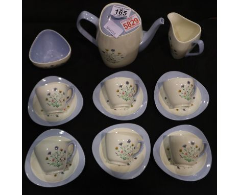 Copeland Spode coffee service of fifteen pieces, in the Wayside pattern. Damage to teapot spout. UK P&amp;P Group 3 (£30+VAT 