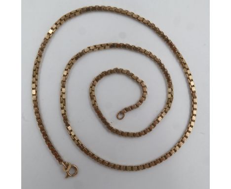 9ct gold box-link neck chain, L: 49 cm, 16.9g. UK P&amp;P Group 0 (£6+VAT for the first lot and £1+VAT for subsequent lots)