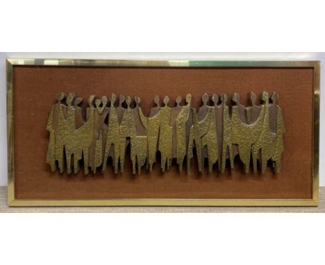 A 1970's framed wall sculpture, 49 x 107cm.