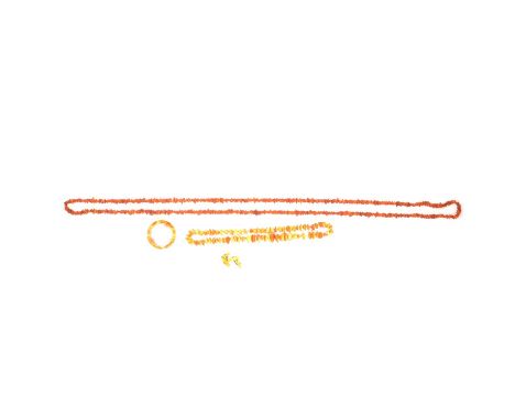 An amber coloured rough bead rope necklace, overall length 200cm; a butterscotch amber coloured rough bead necklace, beads gr