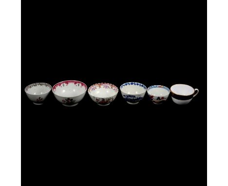 Collection of 19th century English porcelain tea bowls, and four various saucers.