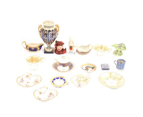 Quantity of British and Continental decorative ceramics, including a Chamberlains Worcester chamber stick, Spode cream jug, C