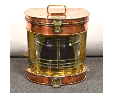 Richard Irvin &amp; Son copper Masthead lamp, height 34cm.Condition report:Maximum width - 34.5cm, maximum depth - 36cm. Ding