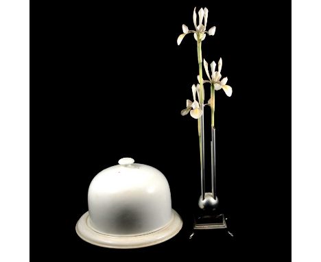 Three boxes of assorted decorative ceramics and glass, including Royal Worcester Bone China Lily flowers group on metal stand