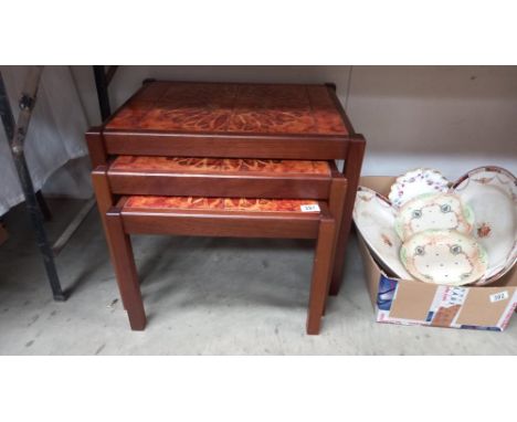 A vintage nest of 3 tiled tables COLLECT ONLY