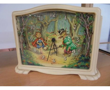 A Vintage Smiths Little Red Riding Hood musical mantel clock, (overwound).