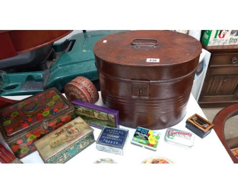 A vintage metal hat box &amp; collectors tins COLLECT ONLY