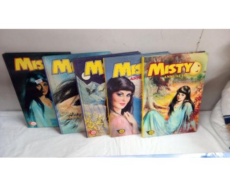5 vintage Misty annuals, 1982 through to 1986