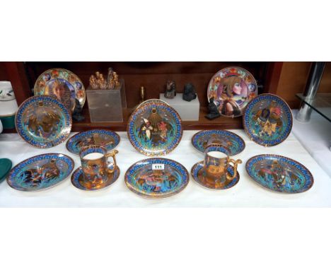 A set of 8 Royal Worcester Legends of the Nile collectors plates, mugs and saucers, Egyptian items etc