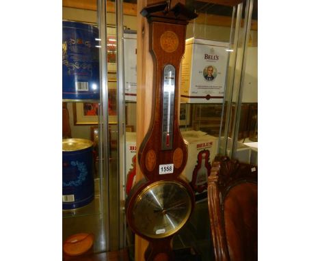 A mid 20th century inlaid barometer, COLLECT ONLY.