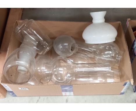 A varied selection of glass oil lamp chimneys &amp; shades COLLECT ONLY