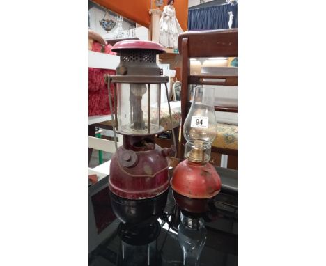 A vintage Veritas pressure lantern &amp; a finger oil lamp