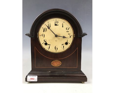 A late 19th century Gilbert Clock Company USA inlaid mahogany mantel clock (a/f)
