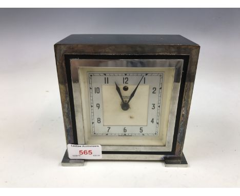 An Art Deco Temco Electric mantle clock, in an electroplate case, 14 cm 